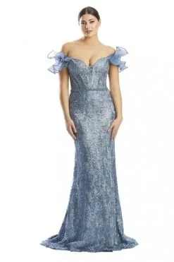 Alexander By Daymor 1774 Ruffle Sleeve Lace Gown -Outlet Prom Dresses Store S23 DAY 1774 04 470x705