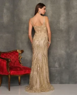 Dave And Johnny 10841 Sparkling Gold Prom Dress -Outlet Prom Dresses Store S23 DJ 10841 02