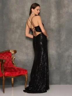 Dave And Johnny 10898 Sparkling High Slit Prom Dress -Outlet Prom Dresses Store S23 DJ 10898 02
