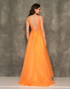 Dave And Johnny 10918 Orange A-Line Prom Dress -Outlet Prom Dresses Store S23 DJ 10918 02
