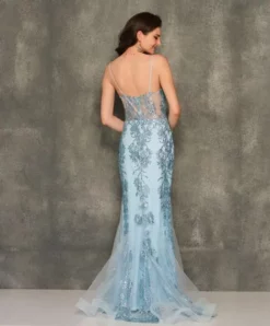 Dave And Johnny 10924 Sheer Corset Prom Dress -Outlet Prom Dresses Store S23 DJ 10924 02