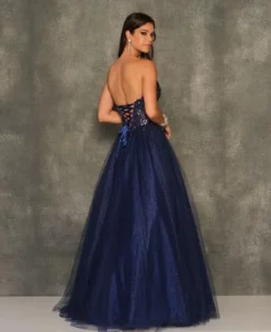 Dave And Johnny 10947 Sparkling Navy Prom Ballgown -Outlet Prom Dresses Store S23 DJ 10947 02
