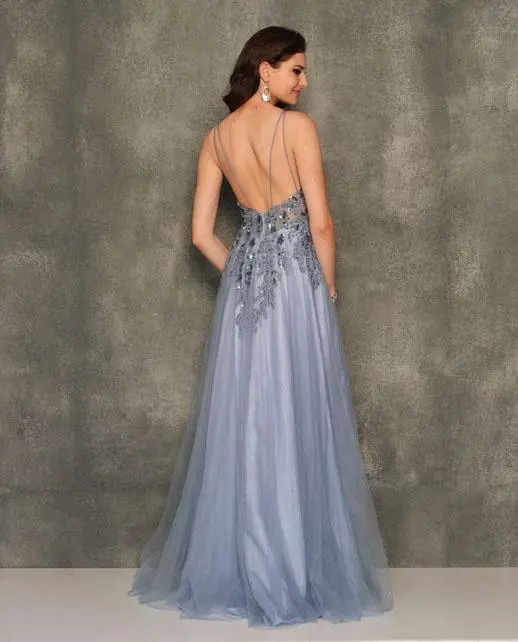 Dave And Johnny 10985 Smoke Blue Prom Dress 4 Dave And Johnny 10985 Smoke Blue Prom Dress - Image 2