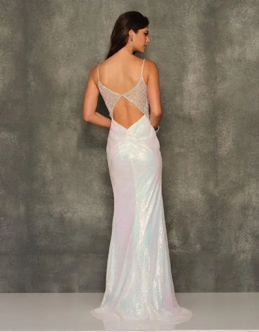 Dave And Johnny 10996 Shimmering White Prom Dress 4 Dave And Johnny 10996 Shimmering White Prom Dress - Image 2