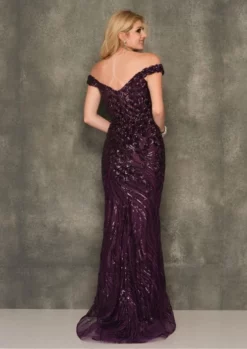 Dave And Johnny 11002 Off Shoulder Purple Prom Dress -Outlet Prom Dresses Store S23 DJ 11002 02 499x705