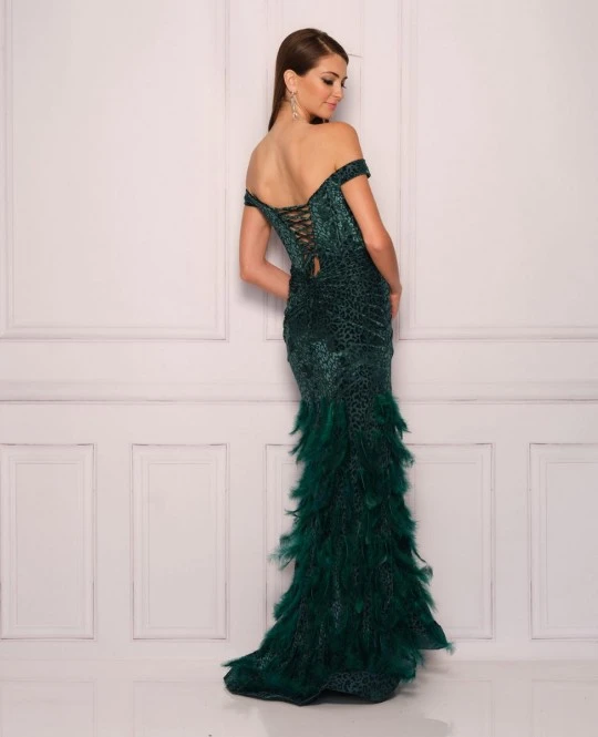 Dave And Johnny 11090 Leopard Prom Dress With Feathers 4 Dave And Johnny 11090 Leopard Prom Dress With Feathers - Image 2