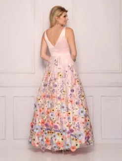 Dave And Johnny 11102 Prom Dress With Colorful Flowers 5 Dave And Johnny 11102 Prom Dress With Colorful Flowers -Outlet Prom Dresses Store S23 DJ 11102 02
