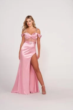 Ellie Wilde By Mon Cheri Ellie Wilde EW34010 Sheer Corset Satin Prom Dress -Outlet Prom Dresses Store S23 EW EW34010 04 470x705