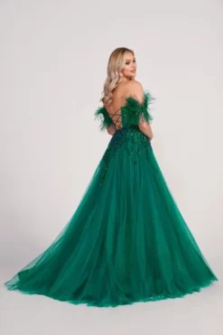 Ellie Wilde By Mon Cheri Ellie Wilde EW34013 Feather Sleeve Prom Dress -Outlet Prom Dresses Store S23 EW EW34013 02 470x705