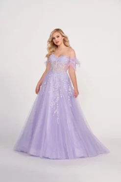 Ellie Wilde By Mon Cheri Ellie Wilde EW34013 Feather Sleeve Prom Dress -Outlet Prom Dresses Store S23 EW EW34013 03 470x705