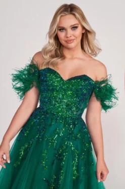 Ellie Wilde By Mon Cheri Ellie Wilde EW34013 Feather Sleeve Prom Dress -Outlet Prom Dresses Store S23 EW EW34013 05 465x705