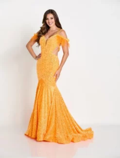 Ellie Wilde By Mon Cheri Ellie Wilde EW34017 Feather Sequin Prom Dress -Outlet Prom Dresses Store S23 EW EW34017 04 535x705