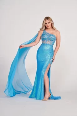 Ellie Wilde By Mon Cheri Ellie Wilde EW34020 One Shoulder Drape Prom Dress -Outlet Prom Dresses Store S23 EW EW34020 04 470x705
