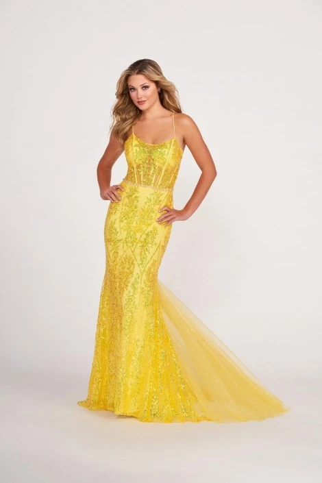 Ellie Wilde By Mon Cheri Ellie Wilde EW34023 Floral Sequin Prom Dress 5 Ellie Wilde By Mon Cheri Ellie Wilde EW34023 Floral Sequin Prom Dress - Image 3