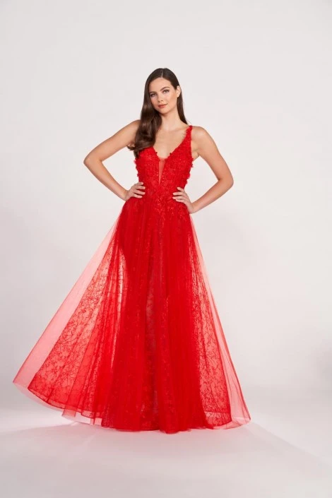 Ellie Wilde By Mon Cheri Ellie Wilde EW34070 Floral 3D Lace Prom Dress 6 Ellie Wilde By Mon Cheri Ellie Wilde EW34070 Floral 3D Lace Prom Dress - Image 4