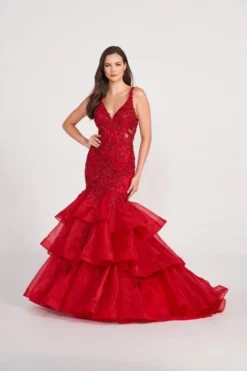 Ellie Wilde By Mon Cheri Ellie Wilde EW34082 Ruffle Mermaid Prom Dress -Outlet Prom Dresses Store S23 EW EW34082 05 470x705