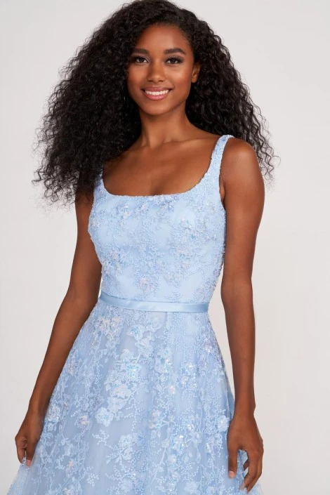 Ellie Wilde By Mon Cheri Ellie Wilde EW34100 Square Neck Lace Prom Dress 5 Ellie Wilde By Mon Cheri Ellie Wilde EW34100 Square Neck Lace Prom Dress - Image 3