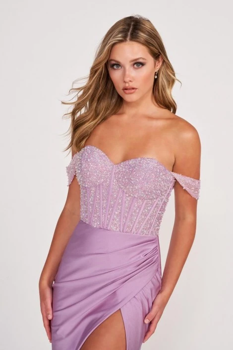 Ellie Wilde By Mon Cheri Ellie Wilde EW34112 Stretch Crystal Corset Prom Dress 6 Ellie Wilde By Mon Cheri Ellie Wilde EW34112 Stretch Crystal Corset Prom Dress - Image 4