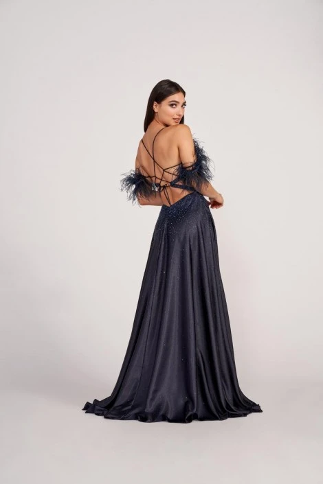 Ellie Wilde By Mon Cheri Ellie Wilde EW34131 Feather Sleeve Prom Dress 4 Ellie Wilde By Mon Cheri Ellie Wilde EW34131 Feather Sleeve Prom Dress - Image 2