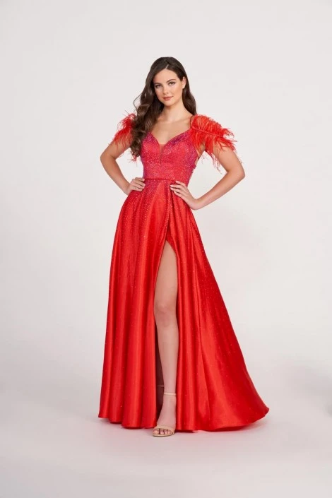 Ellie Wilde By Mon Cheri Ellie Wilde EW34131 Feather Sleeve Prom Dress 7 Ellie Wilde By Mon Cheri Ellie Wilde EW34131 Feather Sleeve Prom Dress - Image 5