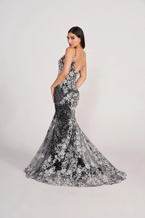 Ellie Wilde By Mon Cheri Ellie Wilde EW34132 Floral Cracked Ice Prom Dress 4 Ellie Wilde By Mon Cheri Ellie Wilde EW34132 Floral Cracked Ice Prom Dress - Image 2