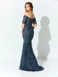 Ivonne D For Mon Cheri ID927 Embroidered Gown With Feathers 6 Ivonne D For Mon Cheri ID927 Embroidered Gown With Feathers -Outlet Prom Dresses Store S23 IDMC ID927 02 535x705