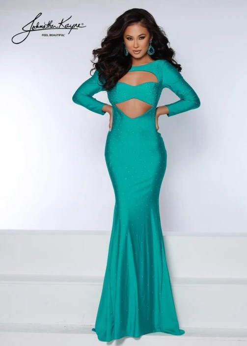 Johnathan Kayne 2639 Long Sleeve Cutout Lycra Gown 5 Johnathan Kayne 2639 Long Sleeve Cutout Lycra Gown - Image 3