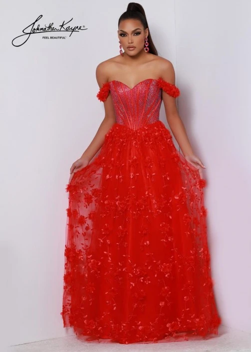 Johnathan Kayne 2645 Feminine 3D Lace Gown 6 Johnathan Kayne 2645 Feminine 3D Lace Gown - Image 4