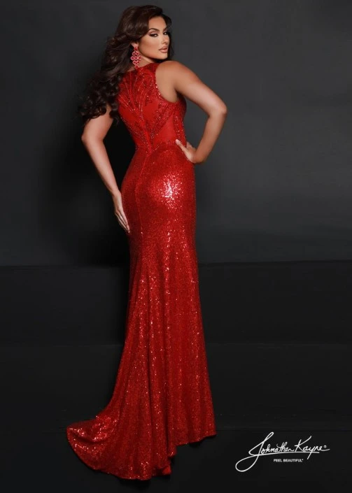 Johnathan Kayne 2668 Stretch Sequin High Slit Gown 4 Johnathan Kayne 2668 Stretch Sequin High Slit Gown - Image 2