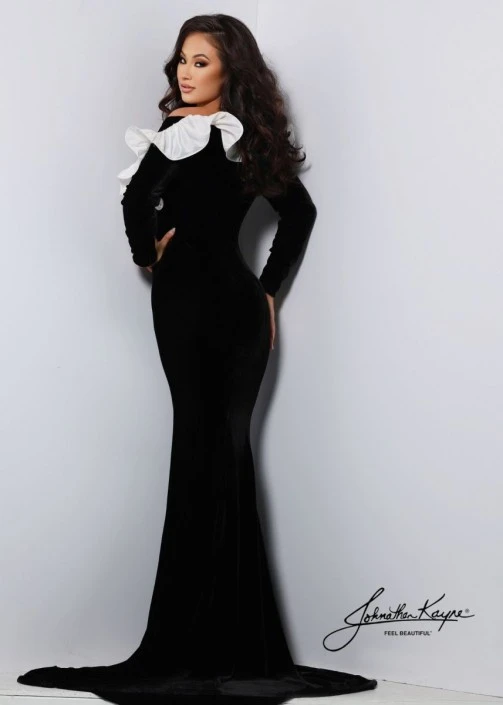 Johnathan Kayne 2707 Long Sleeve Ruffle Velvet Gown 4 Johnathan Kayne 2707 Long Sleeve Ruffle Velvet Gown - Image 2