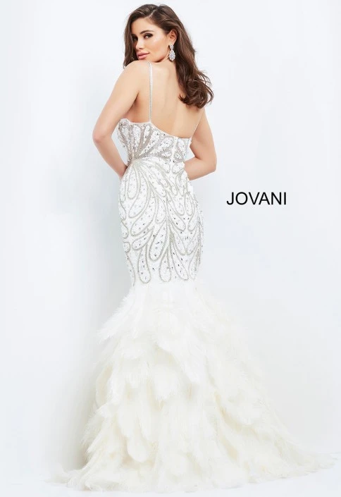 Jovani 04625 Gorgeous Mermaid Gown With Feathers 4 Jovani 04625 Gorgeous Mermaid Gown With Feathers - Image 2