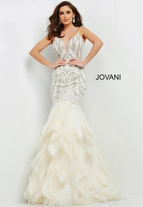 Jovani 04625 Gorgeous Mermaid Gown With Feathers 5 Jovani 04625 Gorgeous Mermaid Gown With Feathers - Image 3