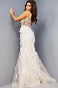 Jovani 08144 Feather Skirt Prom Dress -Outlet Prom Dresses Store S23 JV 08144 02 470x705