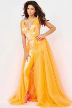 Jovani 08151 Iridescent Jumpsuit With Overskirt -Outlet Prom Dresses Store S23 JV 08151 03 470x705