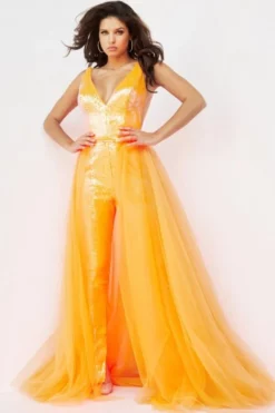 Jovani 08151 Iridescent Jumpsuit With Overskirt -Outlet Prom Dresses Store S23 JV 08151 04 470x705
