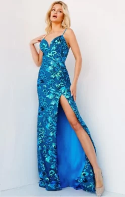 Jovani 08459 Shimmering High Slit Prom Dress -Outlet Prom Dresses Store S23 JV 08459 03 449x705