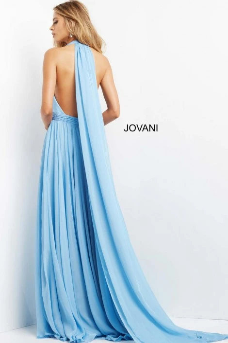 Jovani 08682 Ruched Halter Gown With Back Cape 4 Jovani 08682 Ruched Halter Gown With Back Cape - Image 2