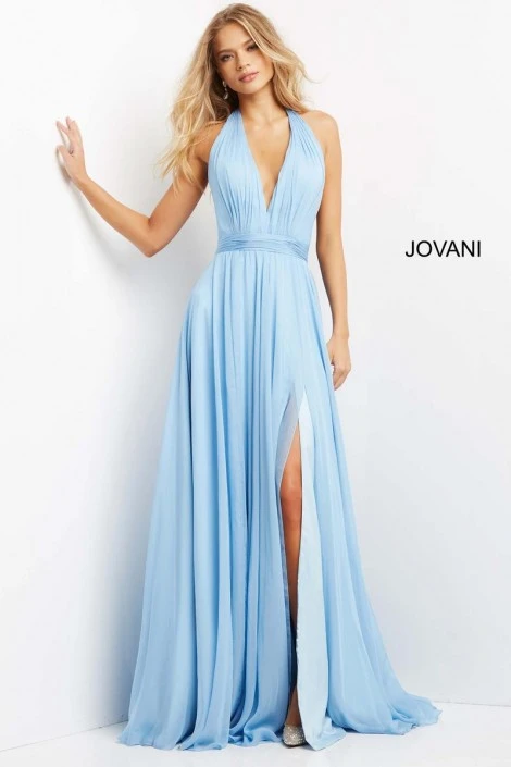Jovani 08682 Ruched Halter Gown With Back Cape 5 Jovani 08682 Ruched Halter Gown With Back Cape - Image 3