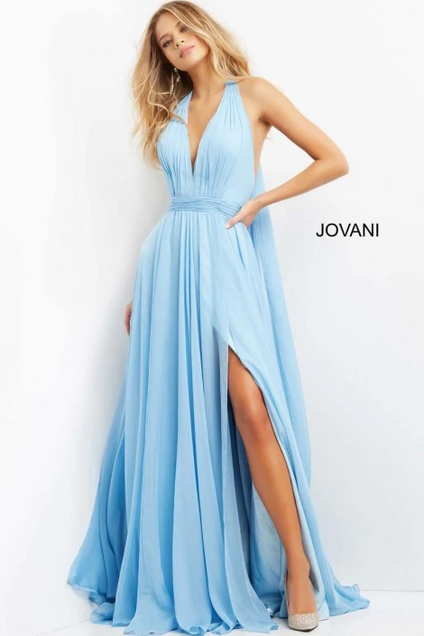 Jovani 08682 Ruched Halter Gown With Back Cape 6 Jovani 08682 Ruched Halter Gown With Back Cape - Image 4