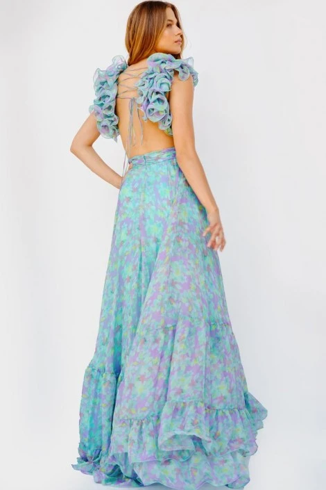 Jovani 23320 Ruffle Floral Print Prom Dress 4 Jovani 23320 Ruffle Floral Print Prom Dress - Image 2