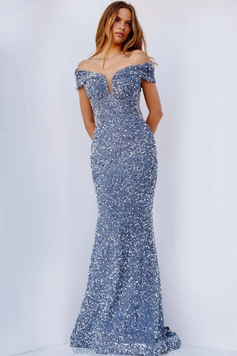 JVN By Jovani JVN23114 Sequin Off Shoulder Prom Dress 6 JVN By Jovani JVN23114 Sequin Off Shoulder Prom Dress - Image 4