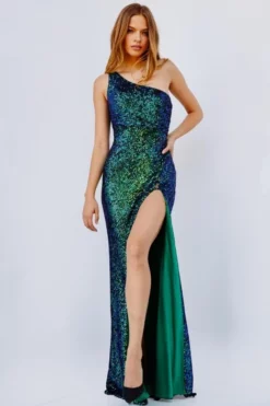 JVN By Jovani JVN23569 Sequin One Shoulder Prom Dress 8 JVN By Jovani JVN23569 Sequin One Shoulder Prom Dress -Outlet Prom Dresses Store S23 JVN JVN23569 03 470x705