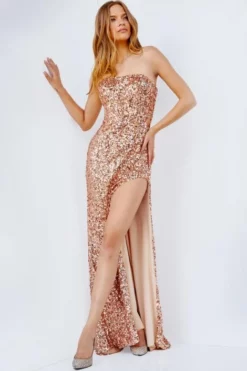 JVN By Jovani JVN24201 Side Slit Sequin Prom Dress 9 JVN By Jovani JVN24201 Side Slit Sequin Prom Dress -Outlet Prom Dresses Store S23 JVN JVN24201 04 470x705