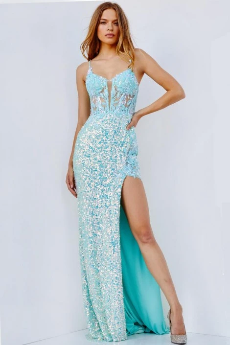 JVN By Jovani JVN24299 Sheer Corset Sequin Prom Dress 6 JVN By Jovani JVN24299 Sheer Corset Sequin Prom Dress - Image 4