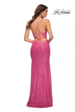La Femme 30607 Hot Pink Sequin Prom Dress 6 La Femme 30607 Hot Pink Sequin Prom Dress -Outlet Prom Dresses Store S23 LF 30607 02 470x705
