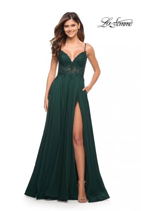 La Femme 30639 Lace Chiffon A-Line Prom Dress 5 La Femme 30639 Lace Chiffon A-Line Prom Dress - Image 3