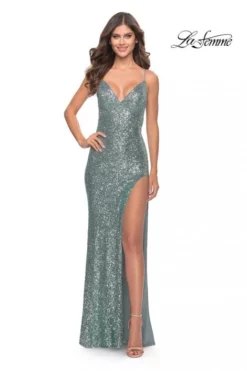 La Femme 31298 Sequin High Slit Prom Dress -Outlet Prom Dresses Store S23 LF 31298 03 470x705