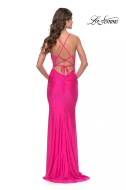 La Femme 31365 Hot Stone Lace Sides Prom Dress -Outlet Prom Dresses Store S23 LF 31365 04 470x705