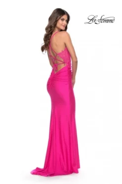 La Femme 31365 Hot Stone Lace Sides Prom Dress -Outlet Prom Dresses Store S23 LF 31365 05 470x705