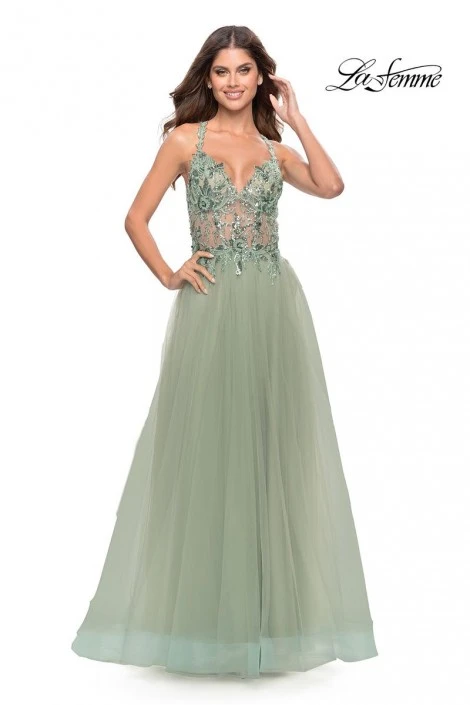 La Femme 31369 Sheer Corset A-Line Prom Dress 5 La Femme 31369 Sheer Corset A-Line Prom Dress - Image 3